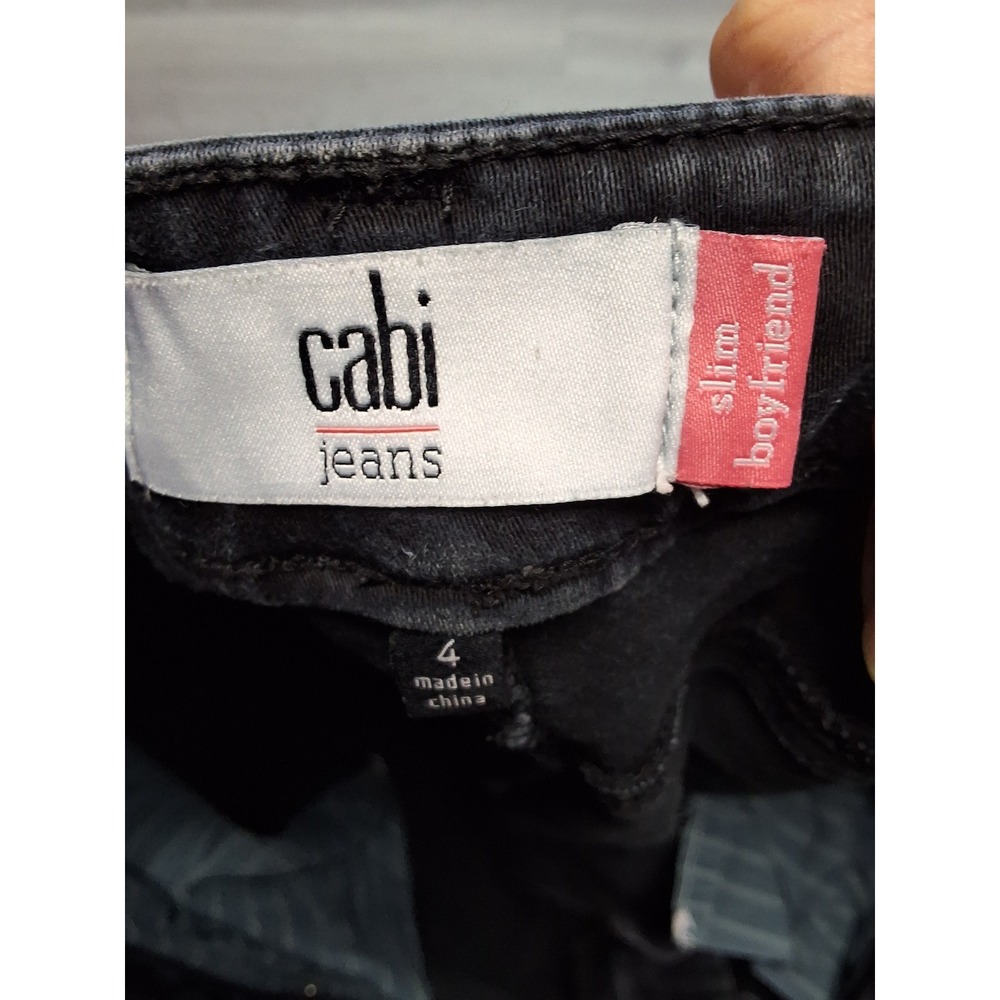 Cabi Slim Boyfriend Jeans Black Distressed Denim Pants Size 4 - Picture 4 of 6